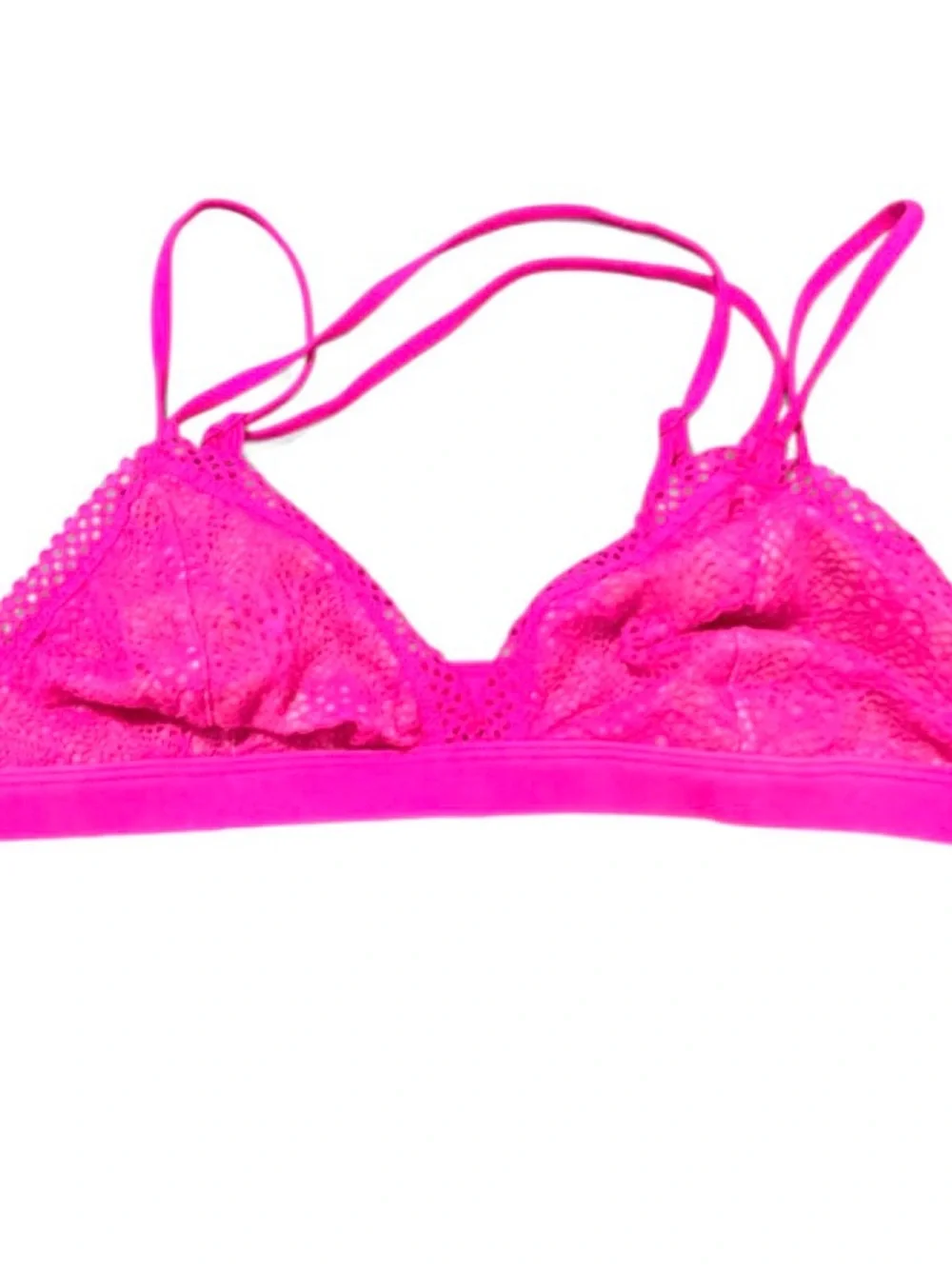 Victoria’s Secret Hot Pink Lace Strappy Bralette -Size L -Barbiecore Neon Y2K